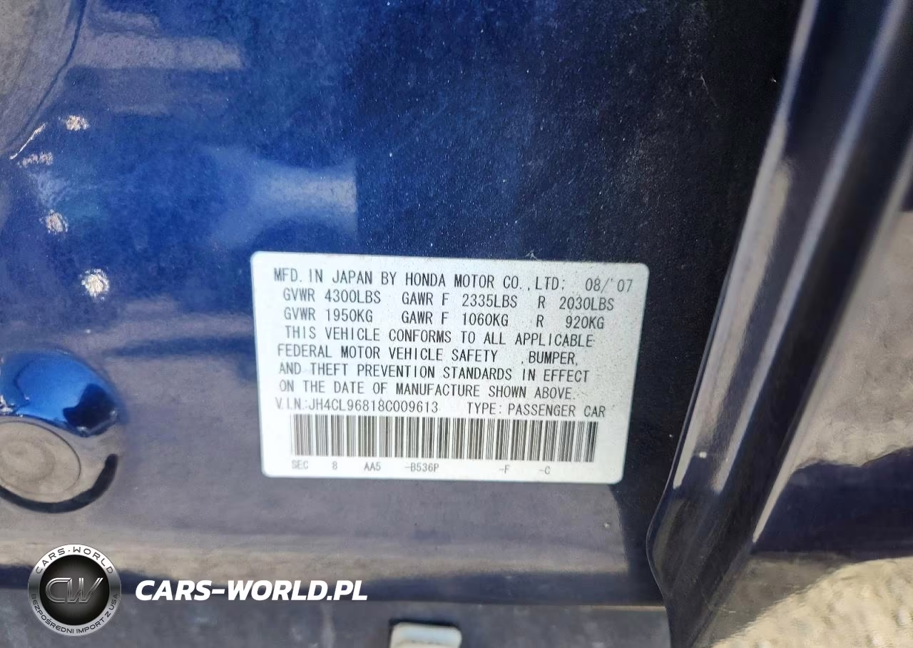 2008 Acura Tsx VIN:JH4CL96818C009613 - 12