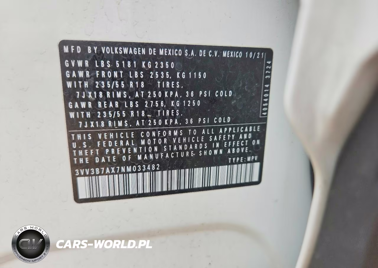 2022 Volkswagen Tiguan Se VIN:3VV3B7AX7NM033482 - 13