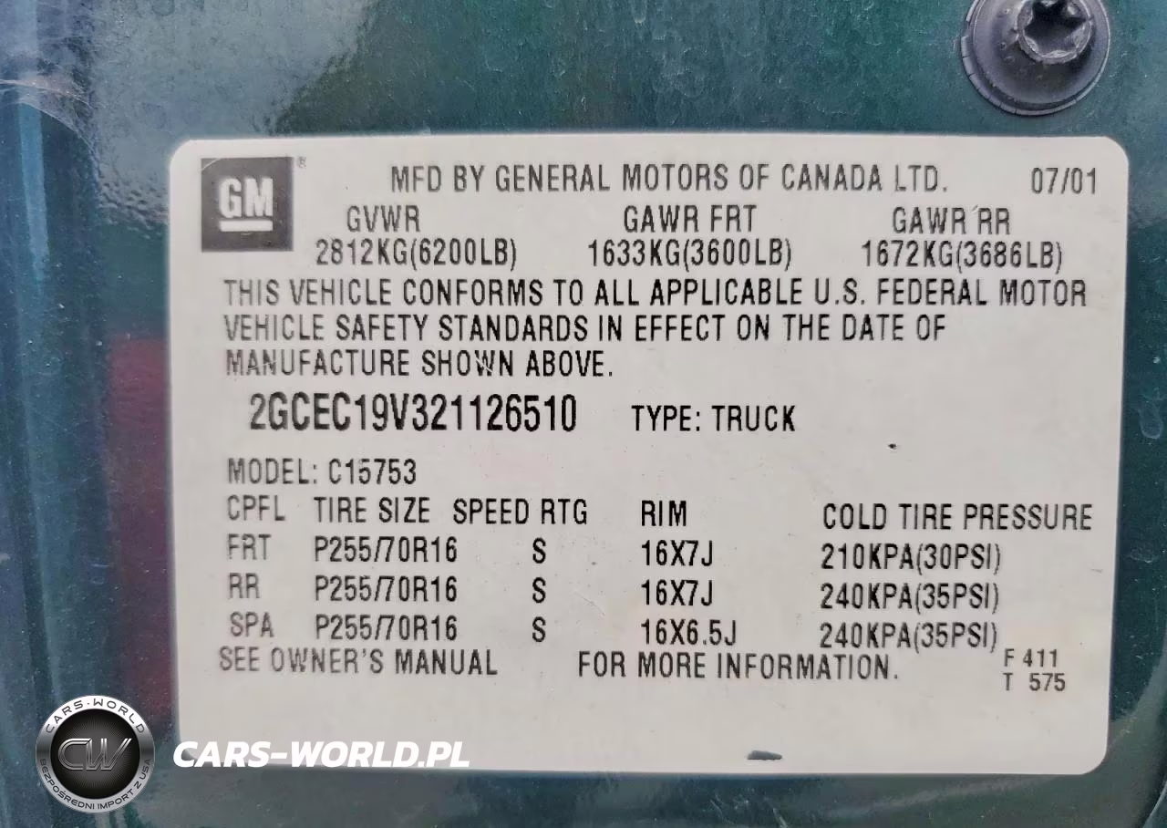 2002 Chevrolet Truck Slvrdo 1500 Cc 4X2 VIN:2GCEC19V321126510 - 12