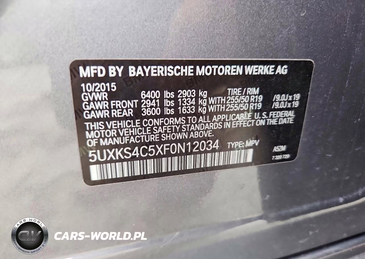 2015 BMW X5 xDrive35D VIN:5UXKS4C5XF0N12034 - 13