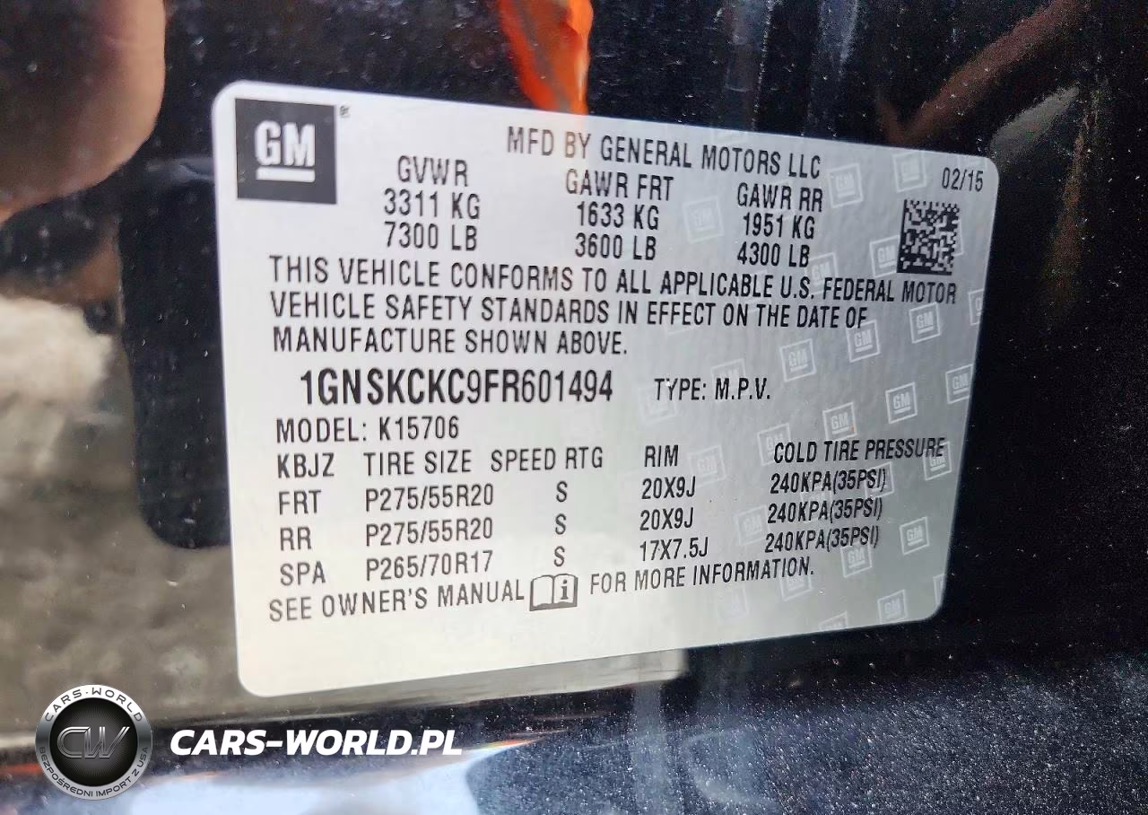 2015 Chevrolet Tahoe K1500 Ltz VIN:1GNSKCKC9FR601494 - 13
