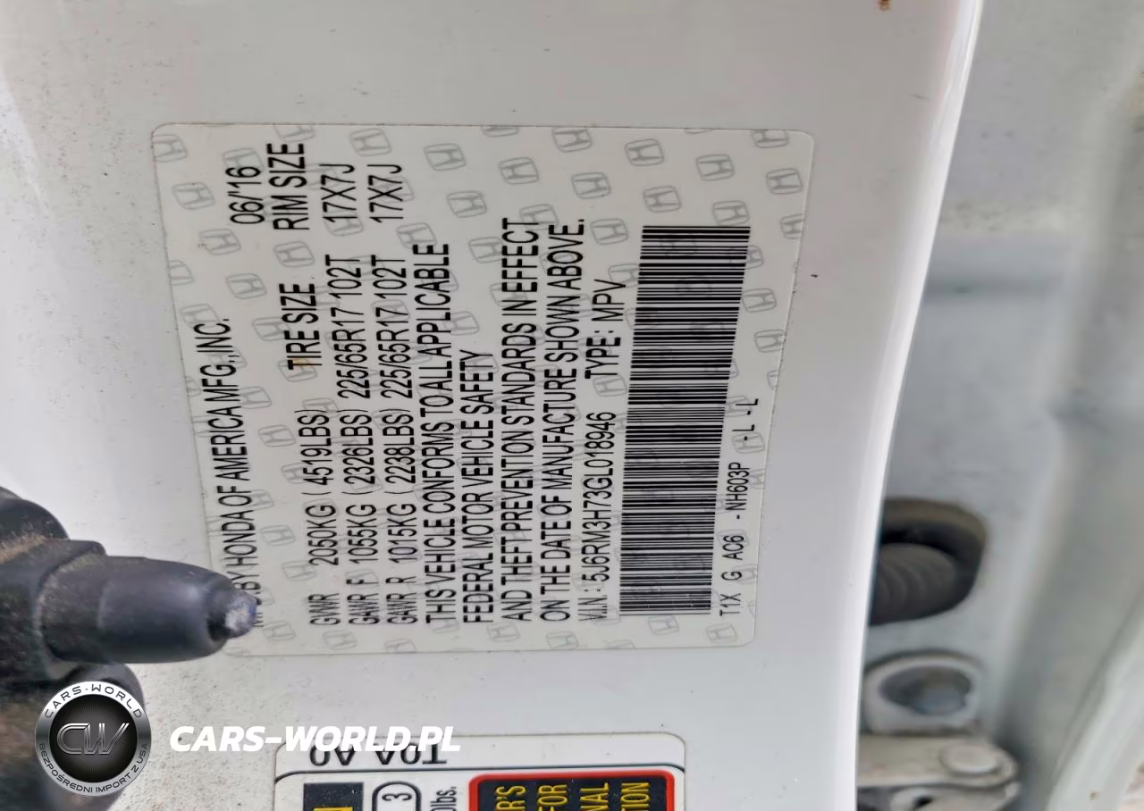 2016 Honda Cr-V Exl VIN:5J6RM3H73GL018946 - 14