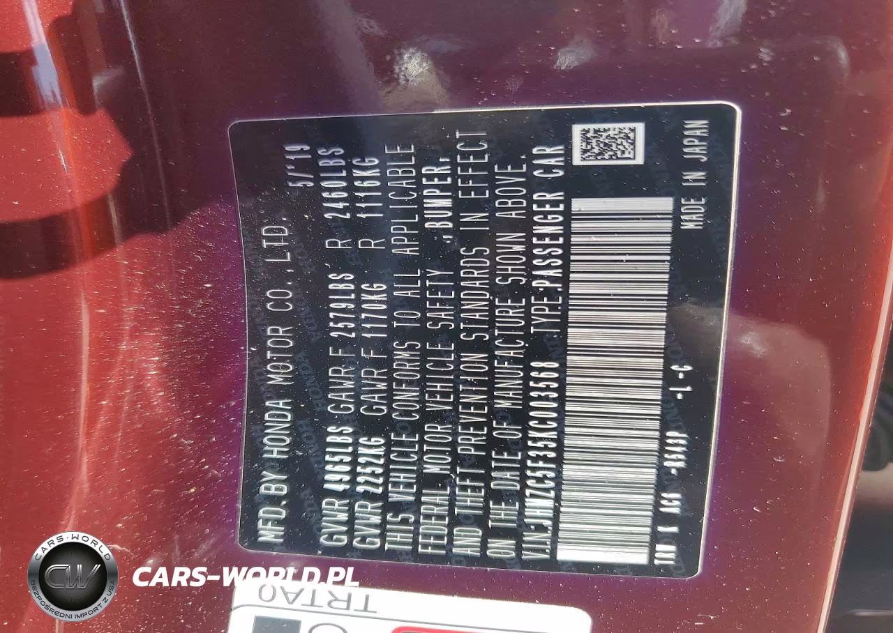 2019 Honda Clarity Touring VIN:JHMZC5F35KC003568 - 12