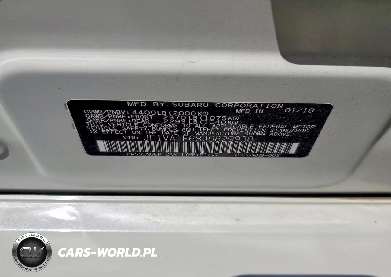 2018 Subaru Wrx Limited VIN:JF1VA1F68J9829938 - 12