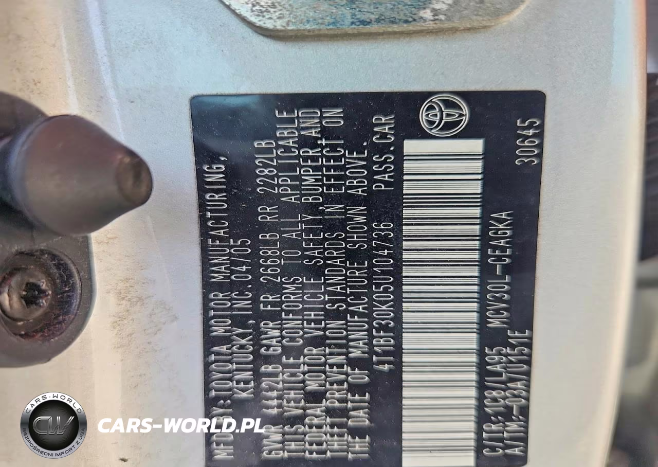 2005 Toyota Camry Xle V6 VIN:4T1BF30K05U104736 - 12