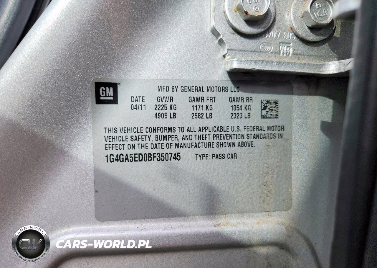 2011 Buick Lacrosse Cx VIN:1G4GA5ED0BF350745 - 12