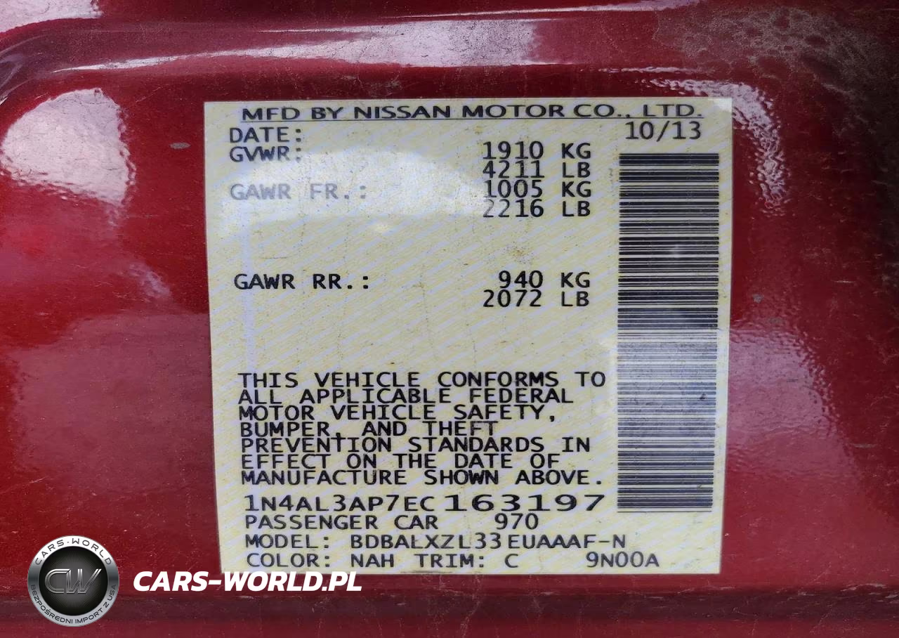 2014 Nissan Altima 2.5 Sl VIN:1N4AL3AP7EC163197 - 12