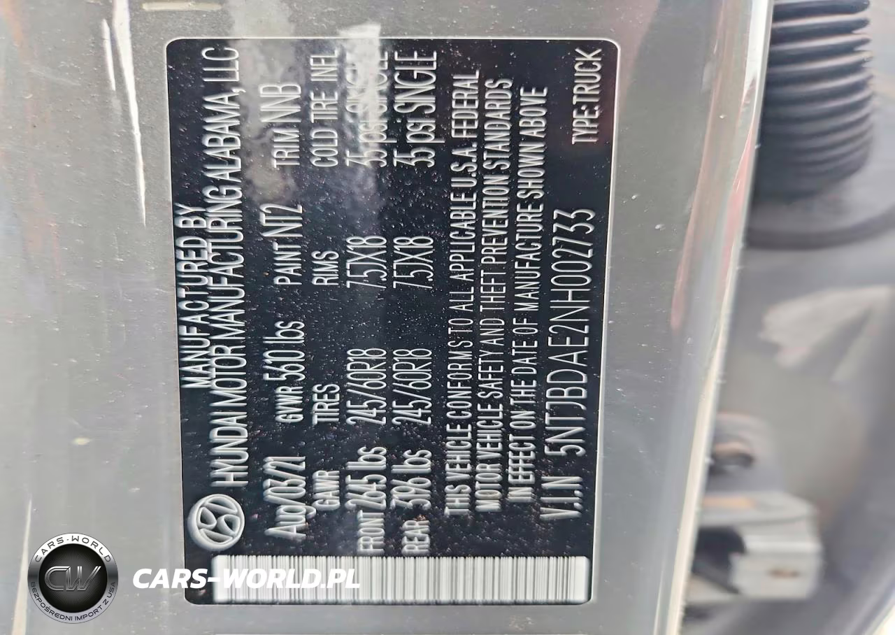 2022 Hyundai Santa Cruz Sel VIN:5NTJBDAE2NH002733 - 12