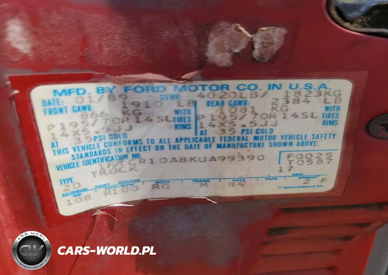 1989 Ford Ranger VIN:1FTCR10A8KUA99390 - 12