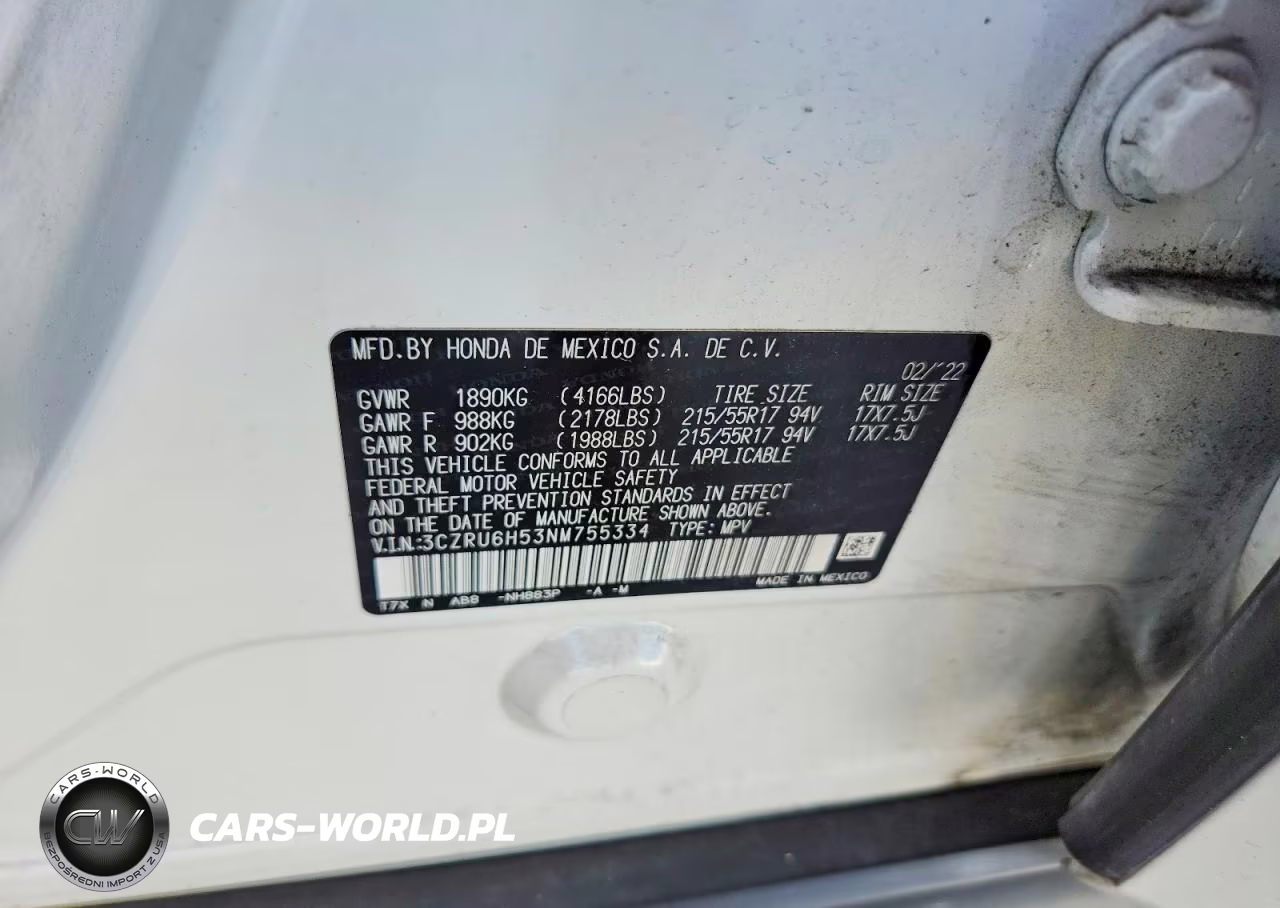 2022 Honda Hr-V Ex VIN:3CZRU6H53NM755334 - 13