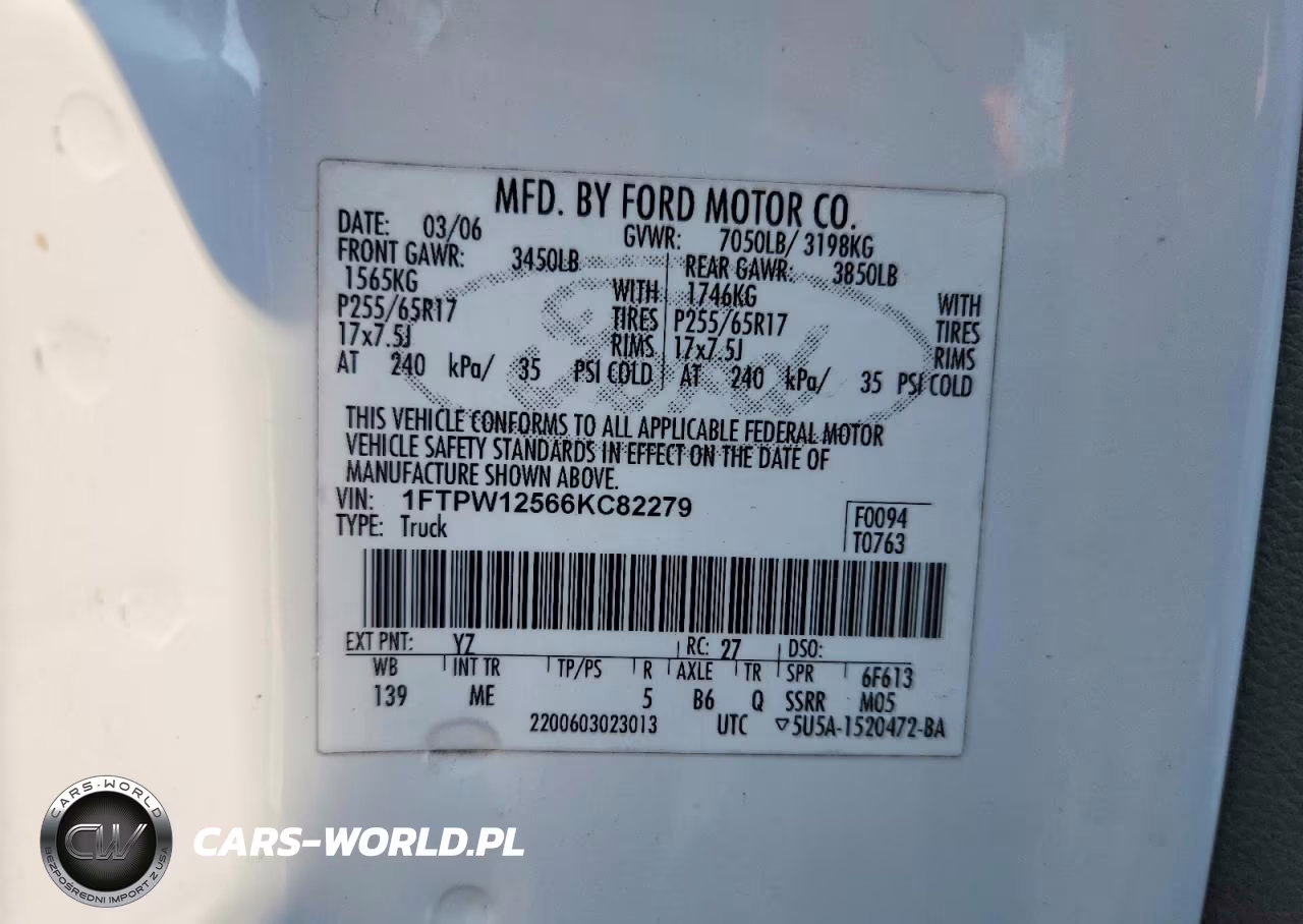 2006 Ford F150 Supercrew VIN:1FTPW12566KC82279 - 12