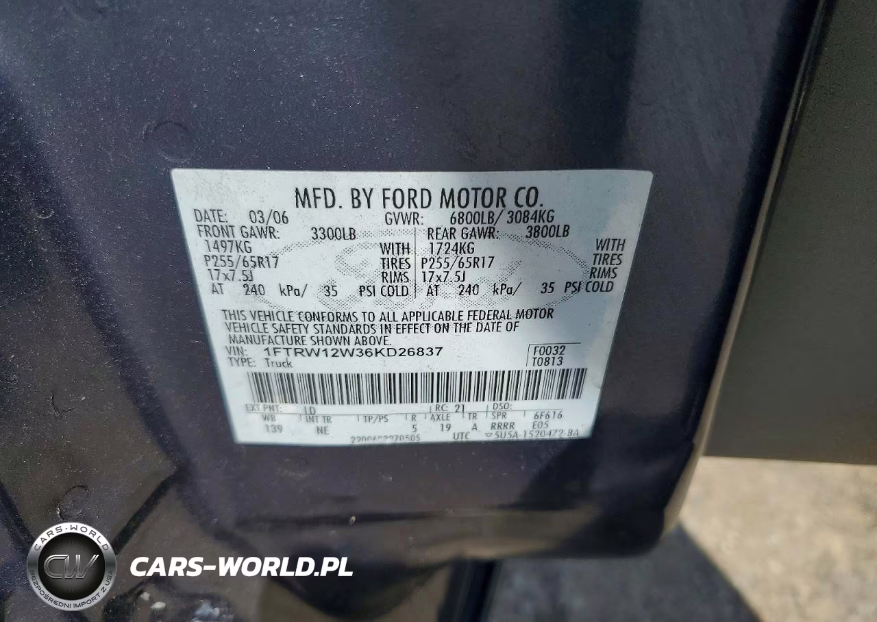 2006 Ford F150 Supercrew VIN:1FTRW12W36KD26837 - 12