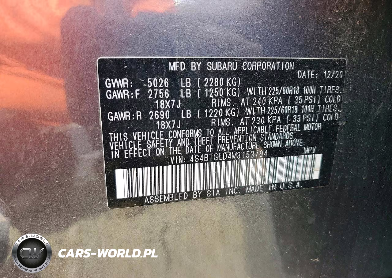 2021 Subaru Outback Onyx Edition Xt VIN:4S4BTGLD4M3153794 - 13