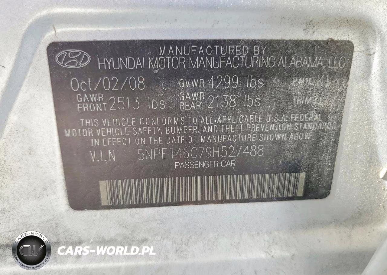 2009 Hyundai Sonata Gls VIN:5NPET46C79H527488 - 12