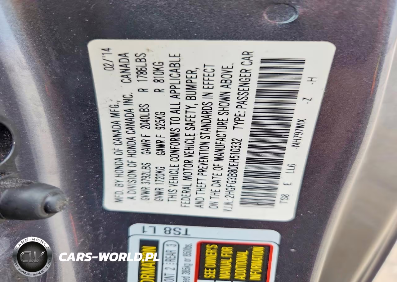 2014 Honda Civic Ex VIN:2HGFG3B80EH510332 - 12