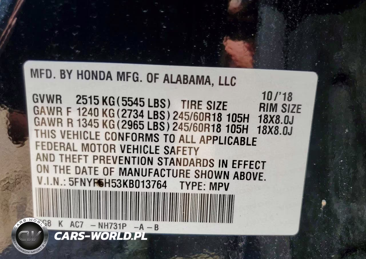 2019 Honda Pilot Exl VIN:5FNYF5H53KB013764 - 14
