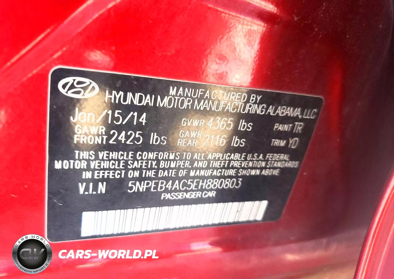 2014 Hyundai Sonata Gls VIN:5NPEB4AC5EH880803 - 12