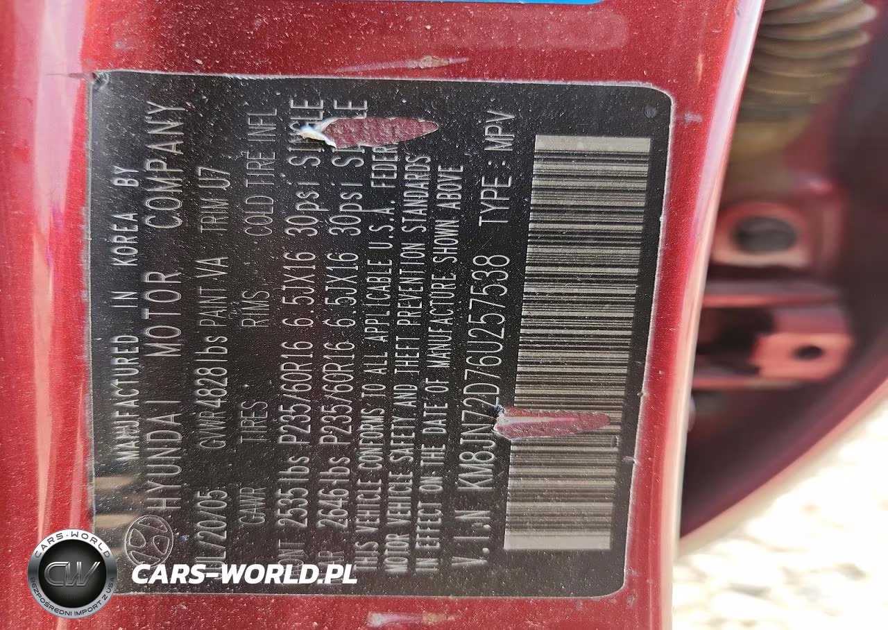 2006 Hyundai Tucson Gls VIN:KM8JN72D76U257538 - 12