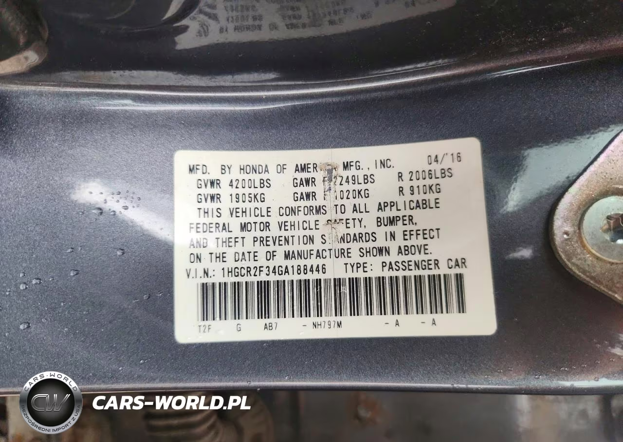 2016 Honda Accord Lx VIN:1HGCR2F34GA188446 - 13