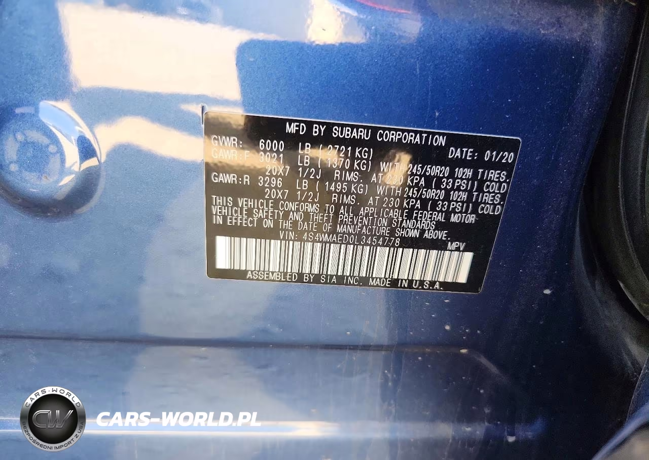 2020 Subaru Ascent Premium VIN:4S4WMAED0L3454778 - 13