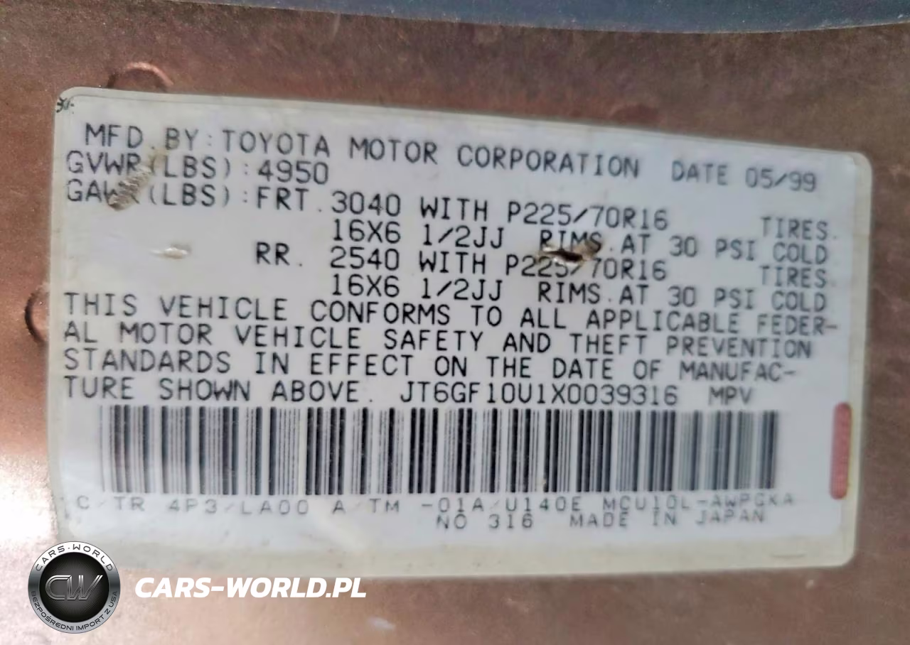 1999 Lexus Rx 300 VIN:JT6GF10U1X0039316 - 12