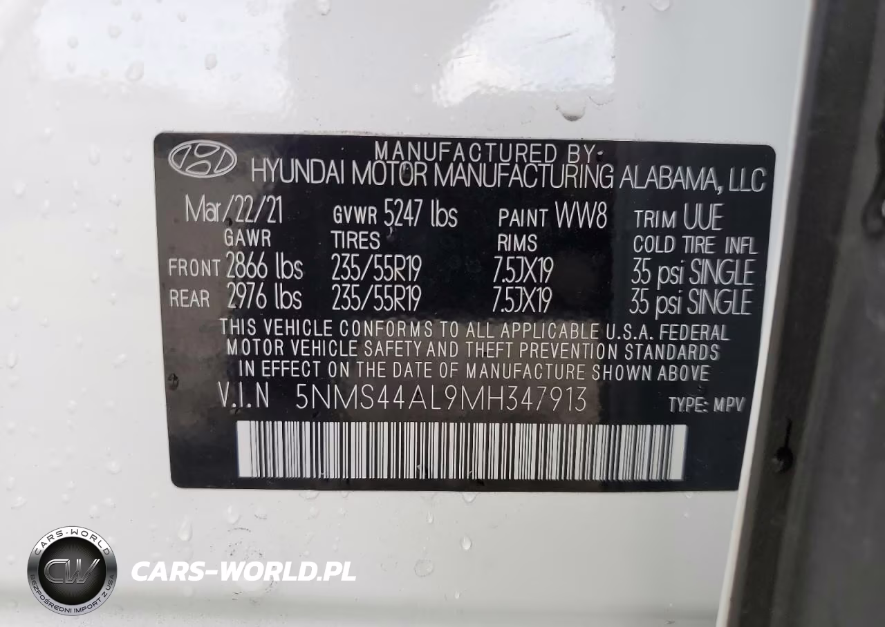 2021 Hyundai Santa Fe Limited VIN:5NMS44AL9MH347913 - 13