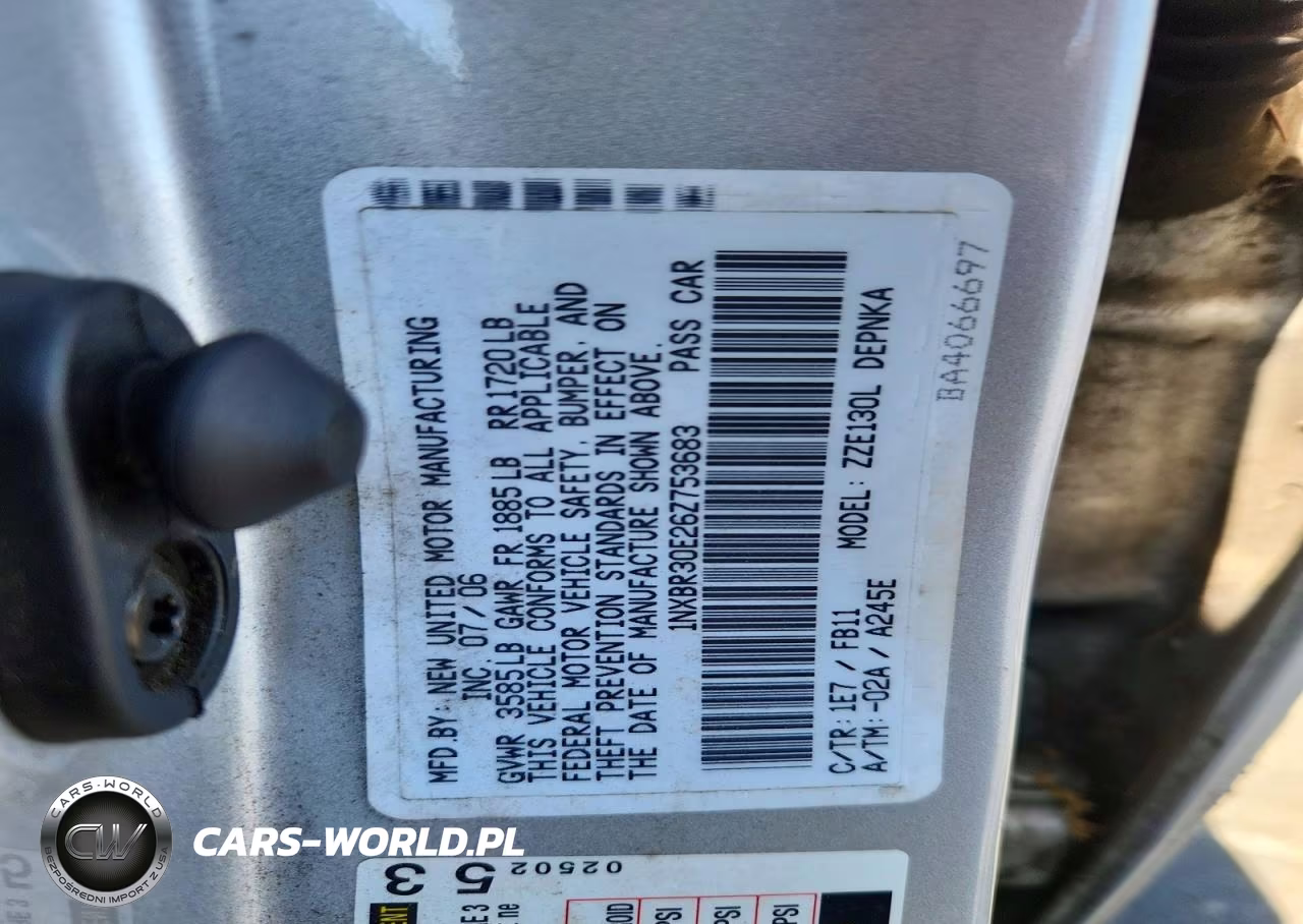2006 Toyota Corolla Le VIN:1NXBR30E26Z753683 - 12