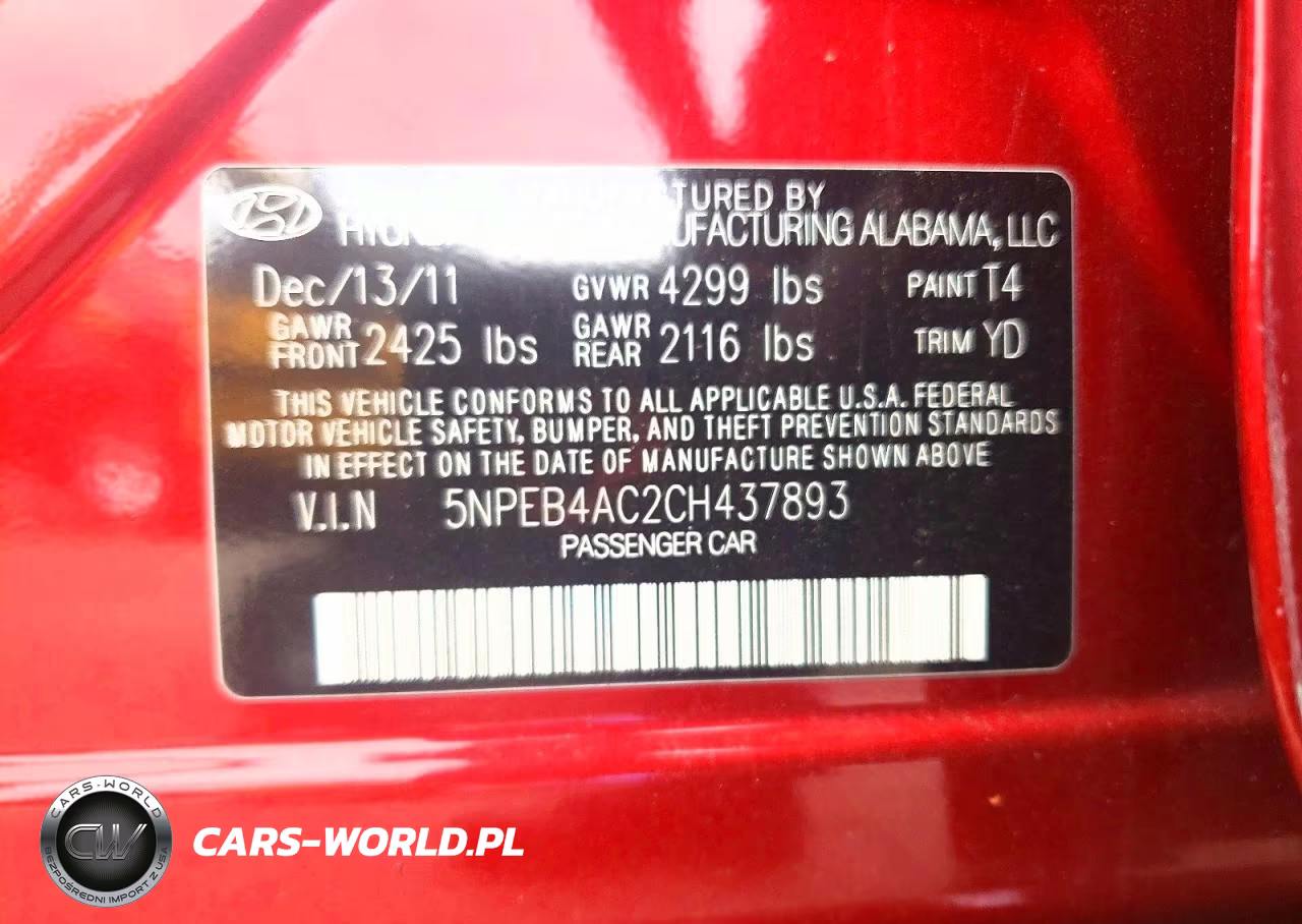 2012 Hyundai Sonata Gls VIN:5NPEB4AC2CH437893 - 13