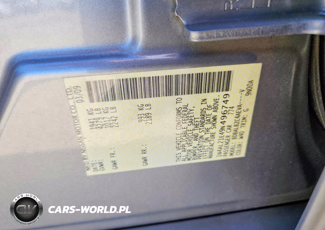 2009 Nissan Altima 2.5 VIN:1N4AL21E49N496749 - 12