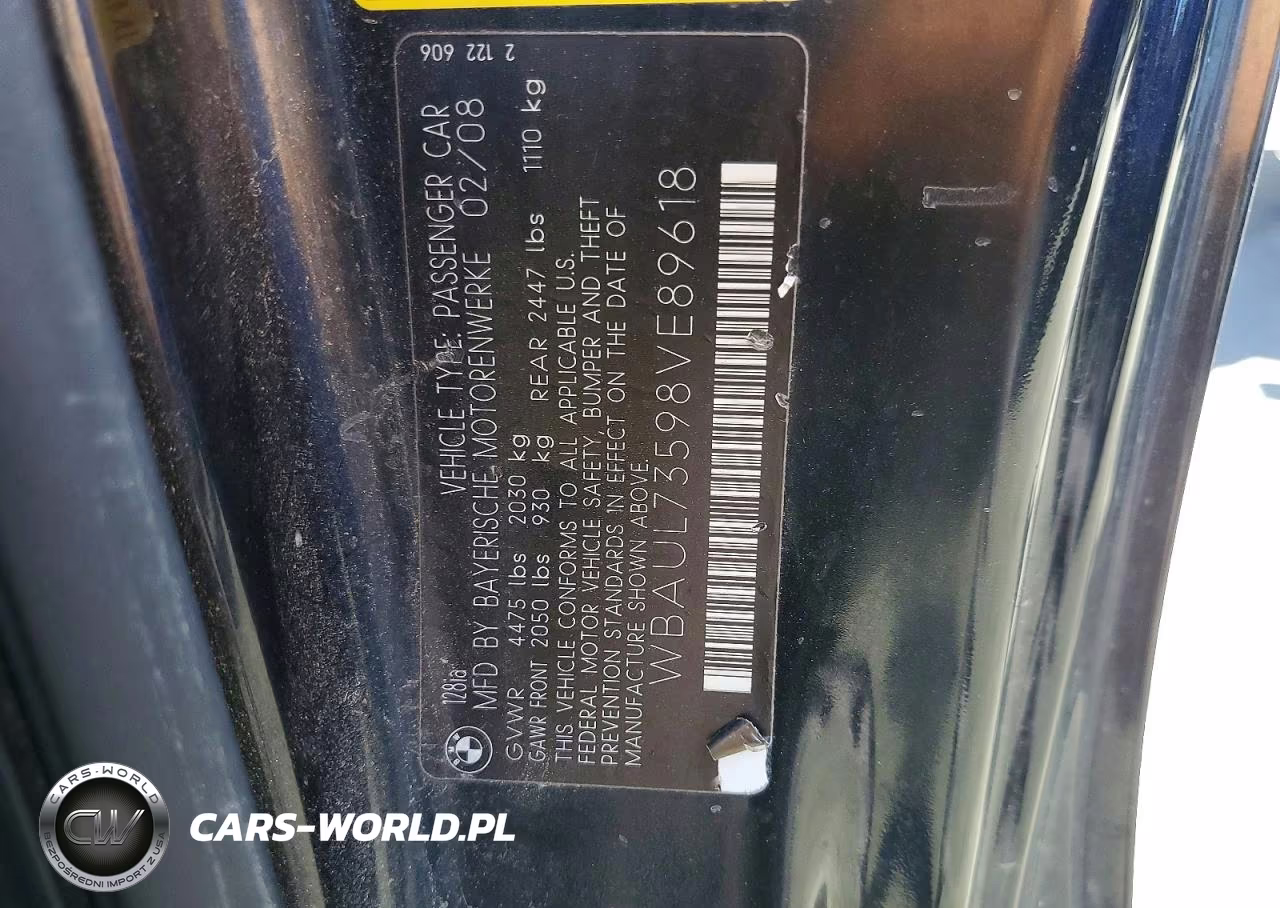 2008 BMW 128 I VIN:WBAUL73598VE89618 - 12