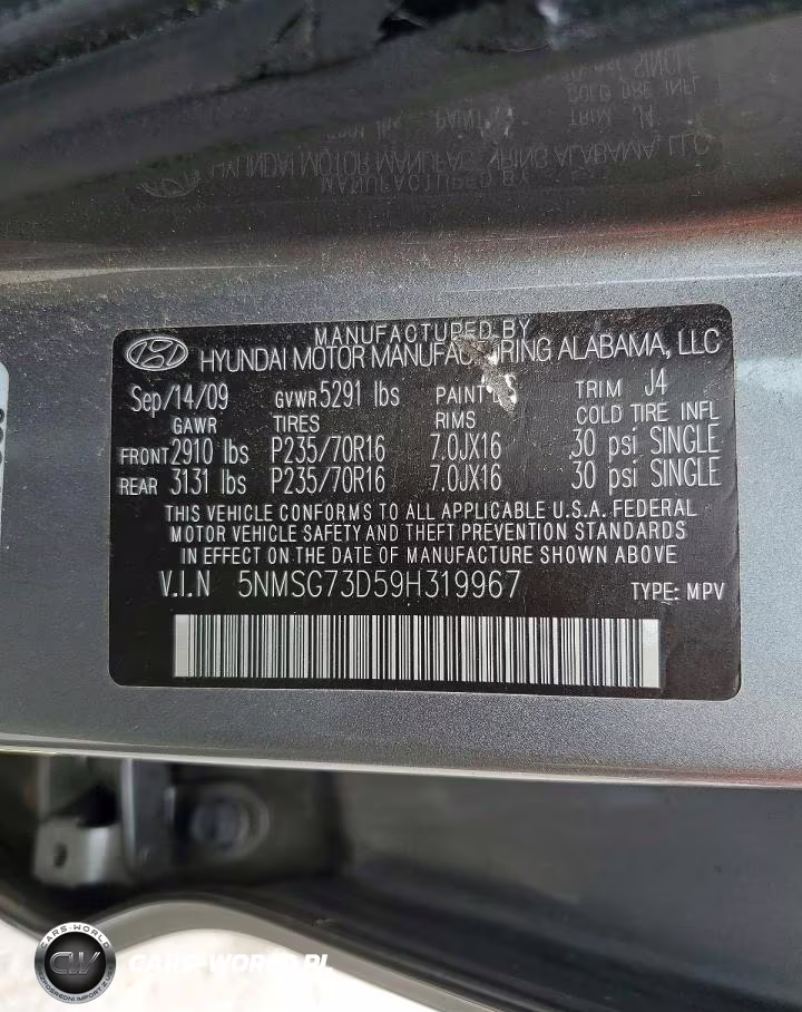 2009 Hyundai Santa Fe Gls VIN:5NMSG73D59H319967 - 13