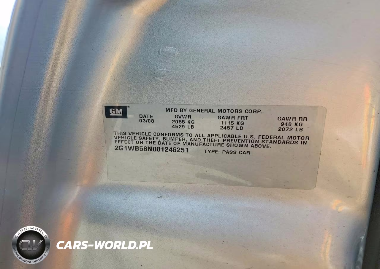 2008 Chevrolet Impala Ls VIN:2G1WB58N081246251 - 12