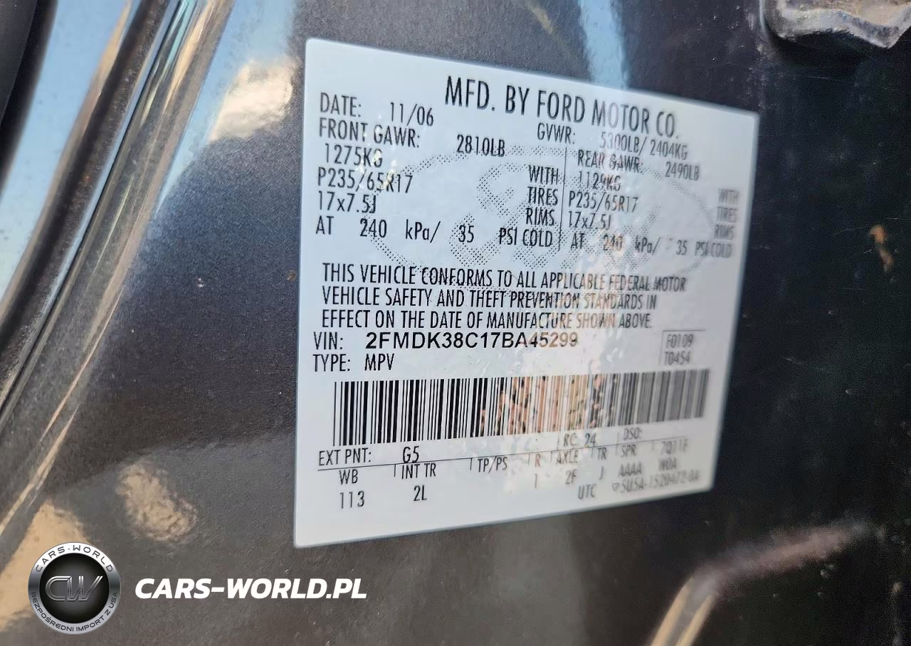 2007 Ford Edge Sel VIN:2FMDK38C17BA45299 - 13