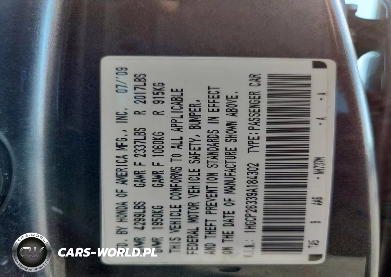 2009 Honda Accord Lx VIN:1HGCP26339A184302 - 13