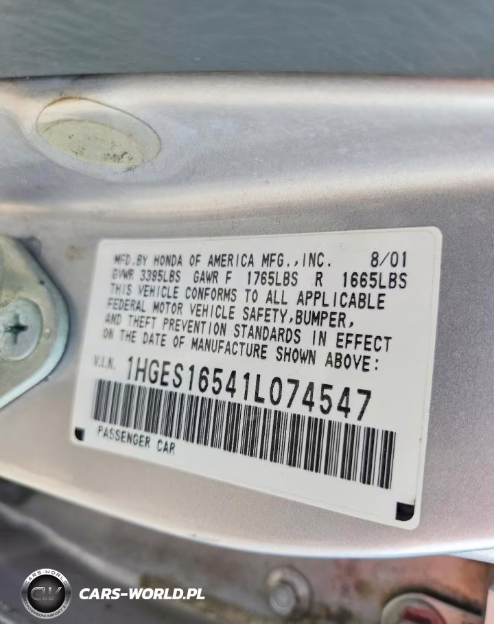 2001 Honda Civic Lx VIN:1HGES16541L074547 - 12