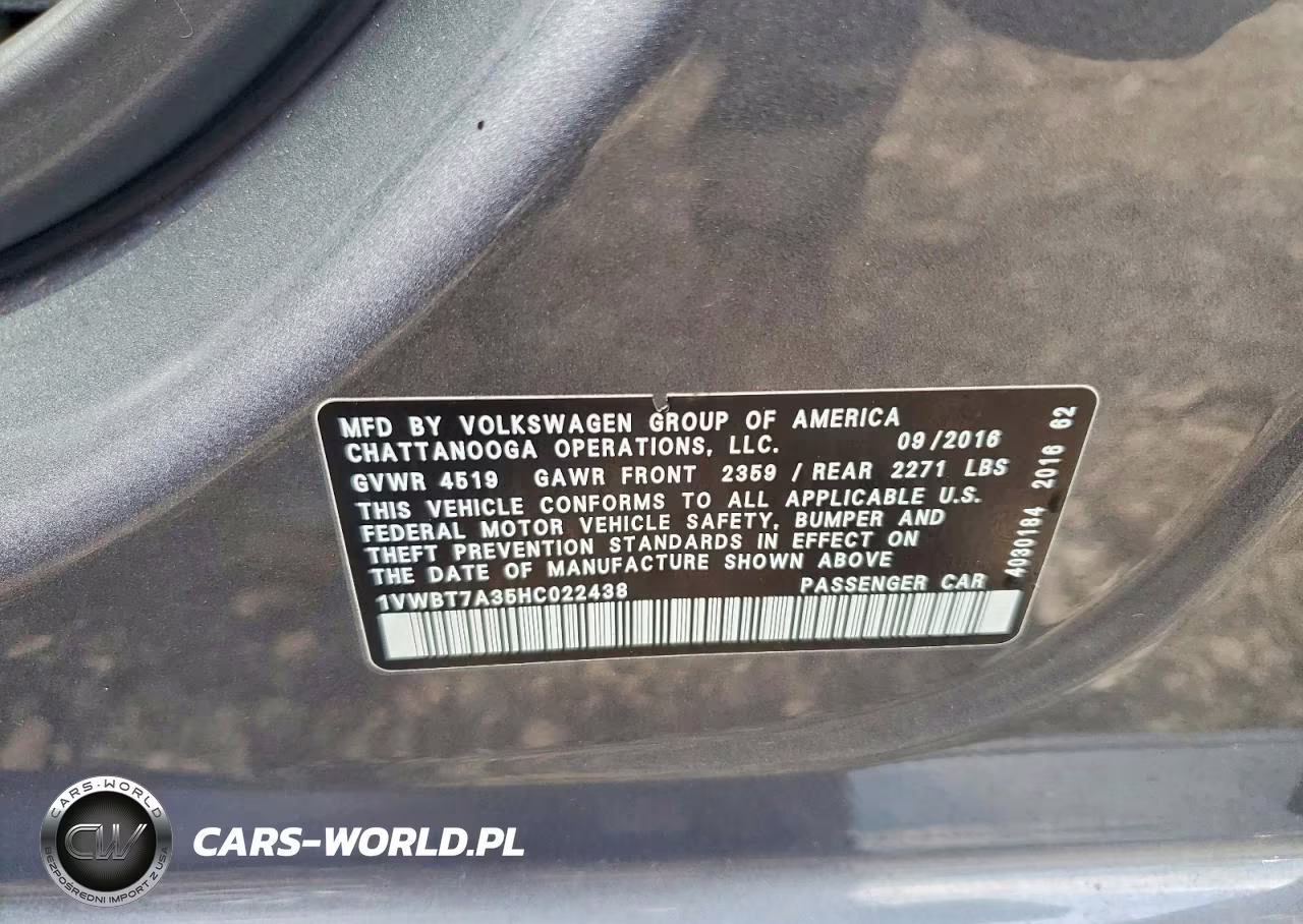 2017 Volkswagen Passat Se VIN:1VWBT7A35HC022438 - 12