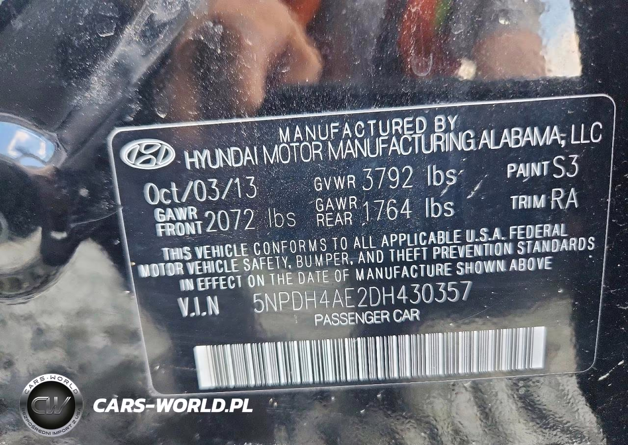 2013 Hyundai Elantra Limited VIN:5NPDH4AE2DH430357 - 12