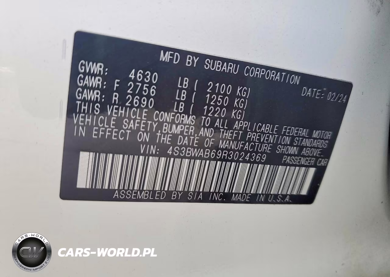 2024 Subaru Legacy VIN:4S3BWAB69R3024369 - 12