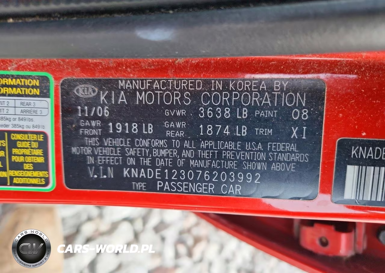 2007 Kia Rio Base VIN:KNADE123076203992 - 12