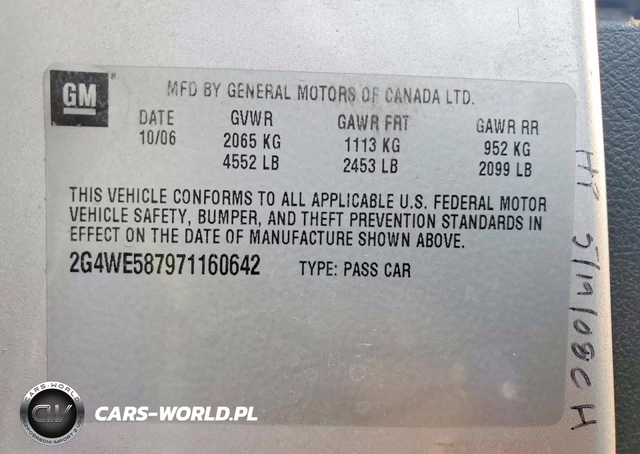 2007 Buick Lacrosse Cxs VIN:2G4WE587971160642 - 13