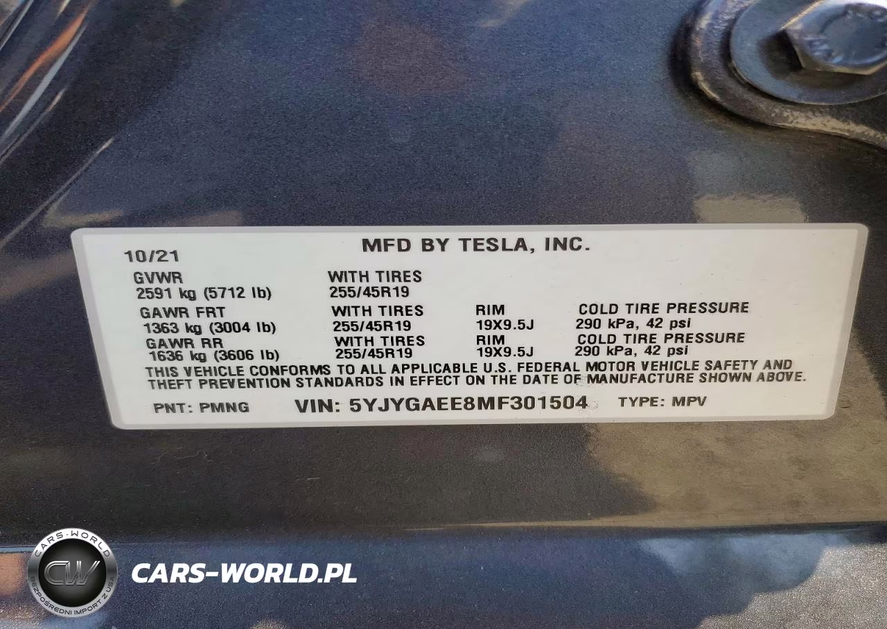 2021 Tesla Model Y VIN:5YJYGAEE8MF301504 - 14