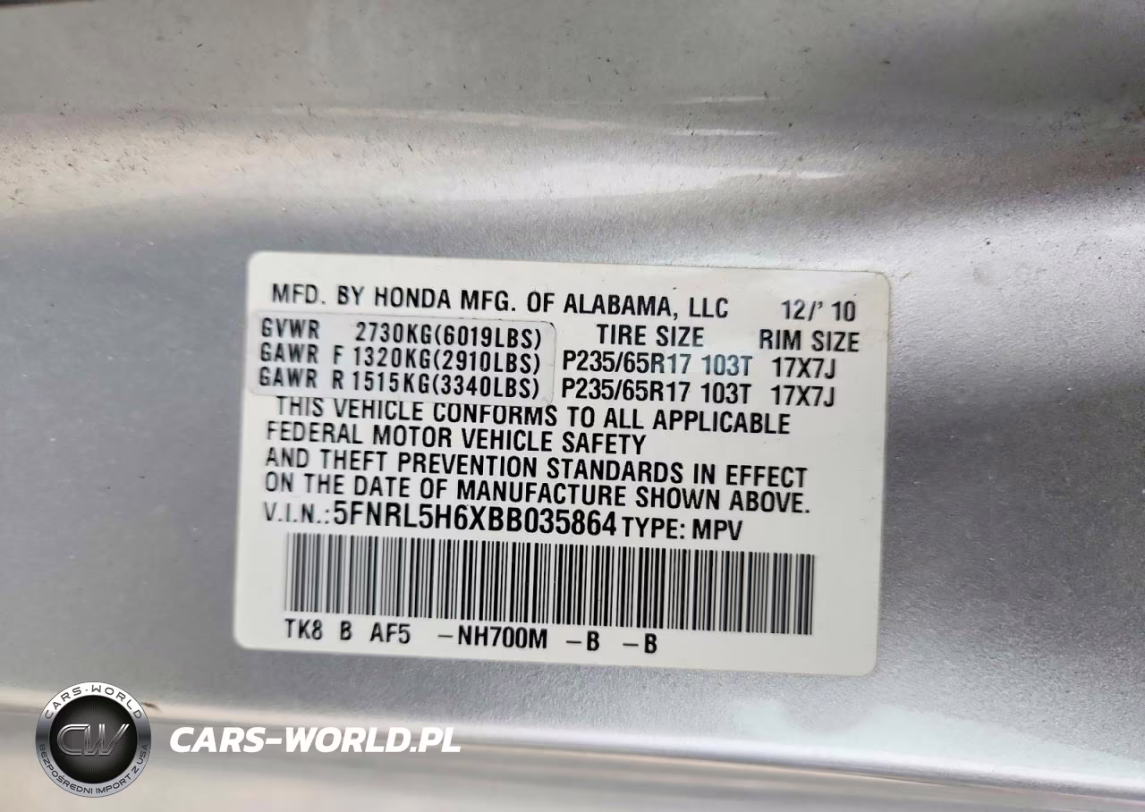 2011 Honda Odyssey Exl VIN:5FNRL5H6XBB035864 - 13