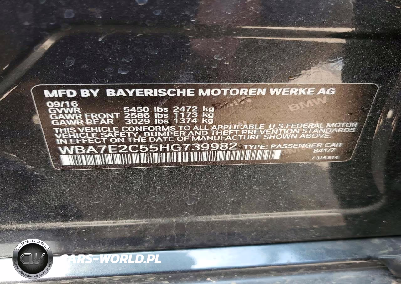 2017 BMW 740 I VIN:WBA7E2C55HG739982 - 13