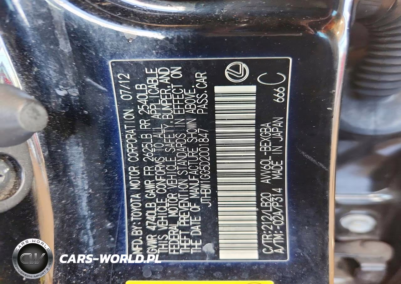 2013 Lexus Es 300H VIN:JTHBW1GG5D2001847 - 13