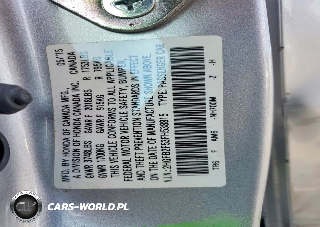 2015 Honda Civic Lx VIN:2HGFB2F53FH538815 - 12