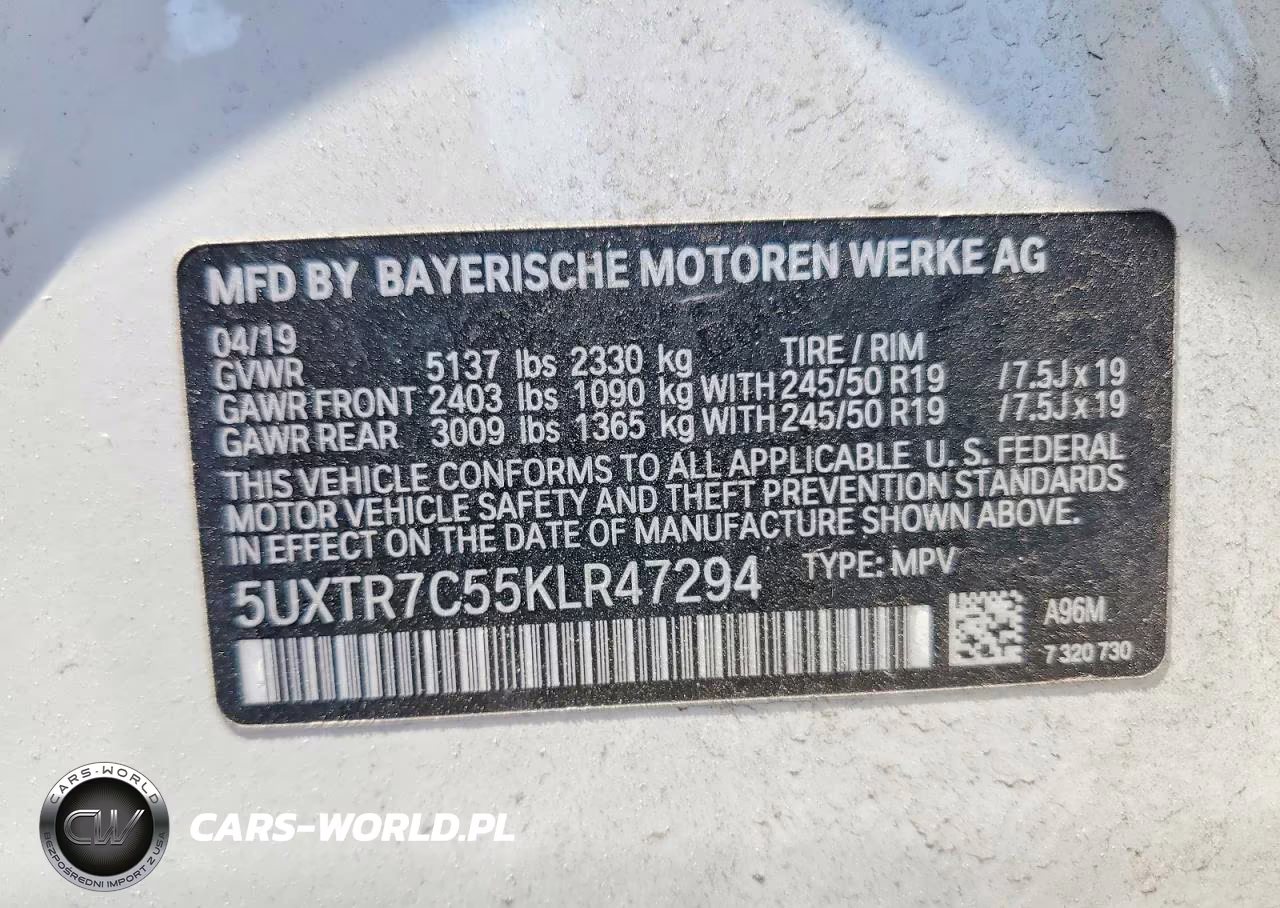 2019 BMW X3 Sdrive30I VIN:5UXTR7C55KLR47294 - 14