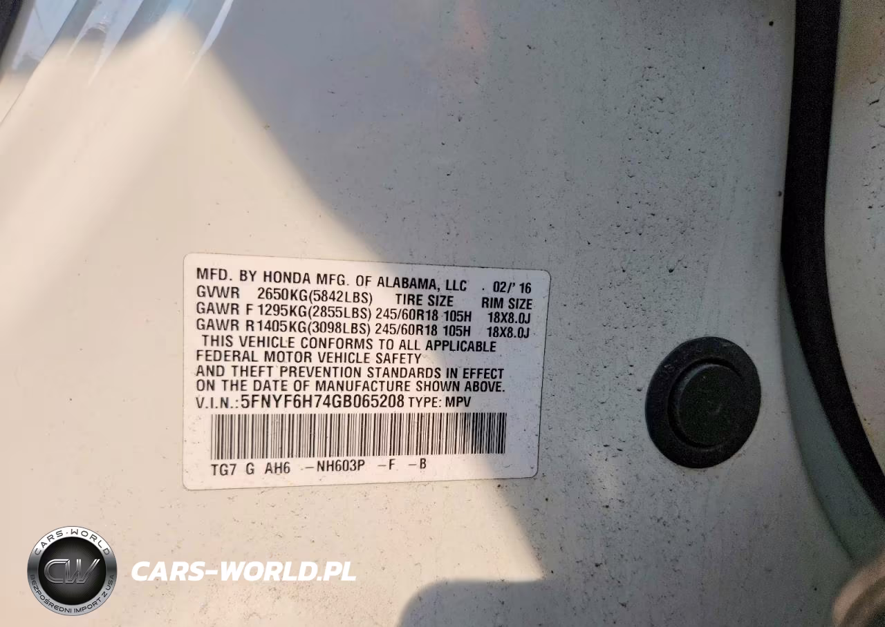2016 Honda Pilot Exln VIN:5FNYF6H74GB065208 - 13