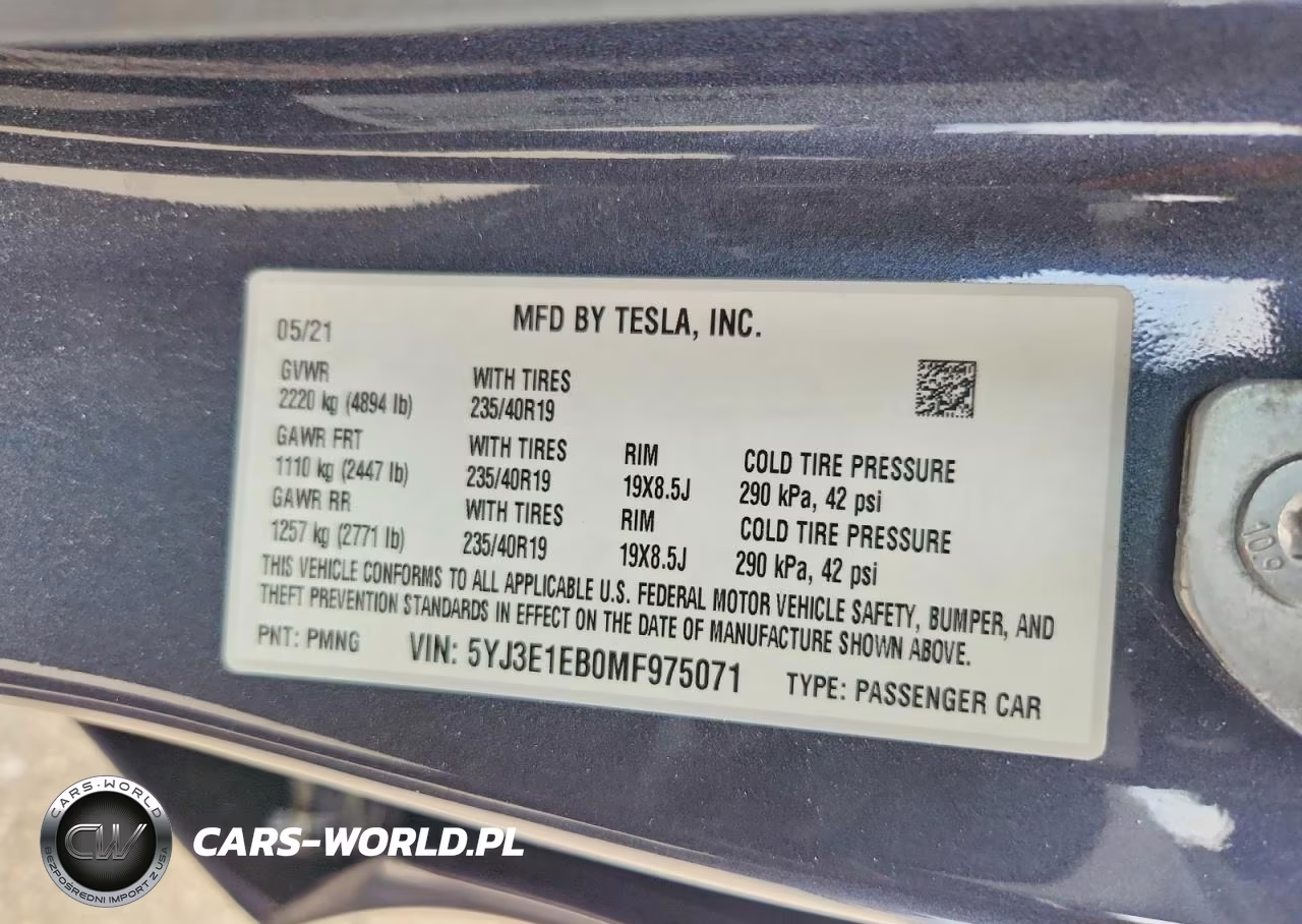 2021 Tesla Model 3 VIN:5YJ3E1EB0MF975071 - 12