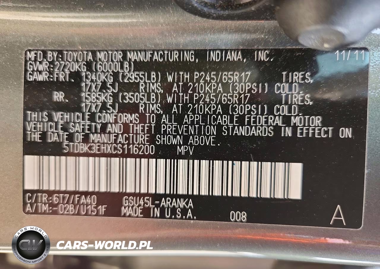 2012 Toyota Highlander Base VIN:5TDBK3EHXCS116200 - 13
