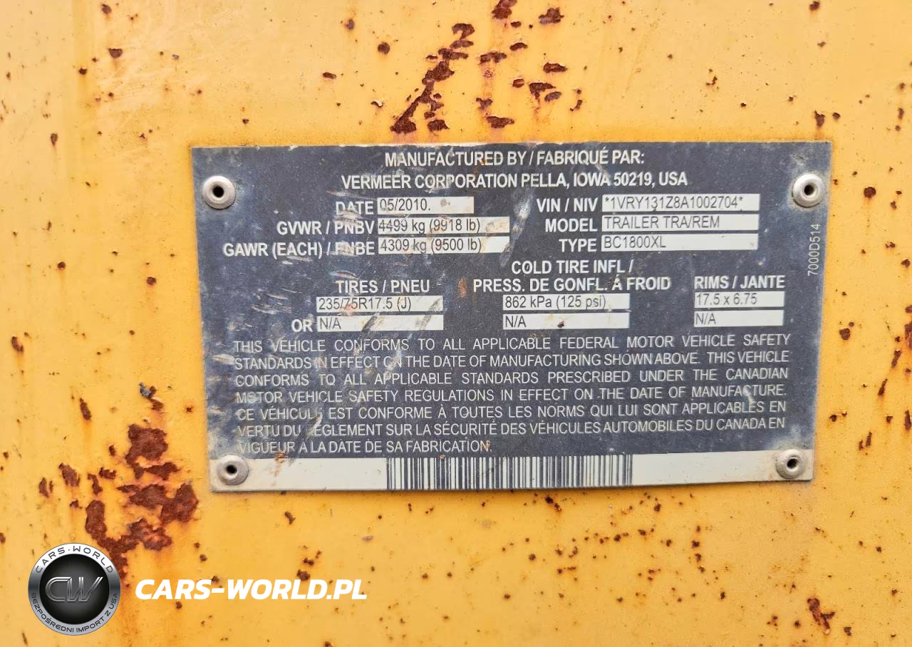 2010 Vermeer Chipper - Wood Chipper VIN:1VRY131Z8A1002704 - 10